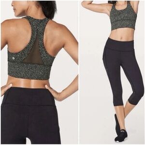 Lululemon Invigorate Long Line Bra Night View White Black Size 6 Luxtreme Mesh